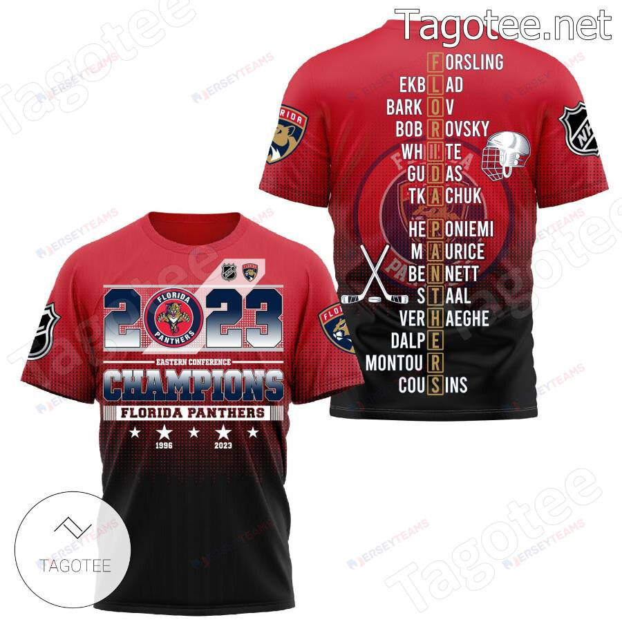 Florida Panthers 2023 Eastern Conference Champions Players Name All Over Print T-Shirt - Red