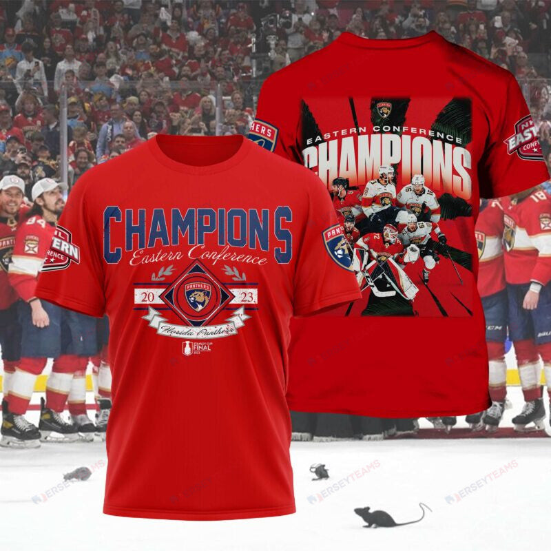 Florida Panthers Eastern Conference 2023 Champions All Over Printed T-shirt - Red