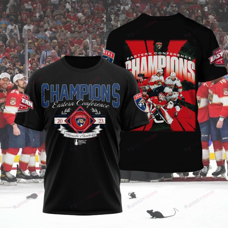 Florida Panthers Eastern Conference 2023 Champions All Over Printed T-shirt - Black