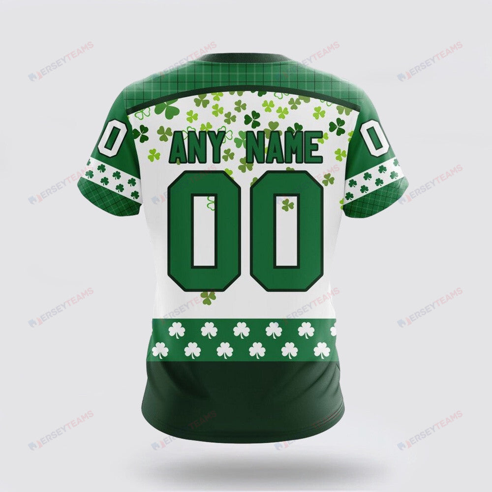 New Jersey Devils Special Design For St Patrick Day Custom AOP T-Shirt - White