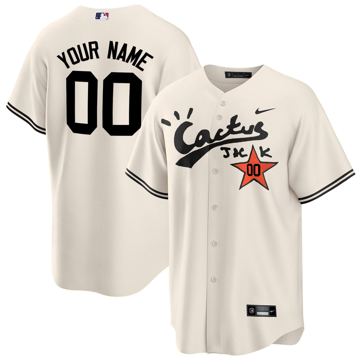 Houston Astros Cactus Jack Customized Men Jersey - Cream