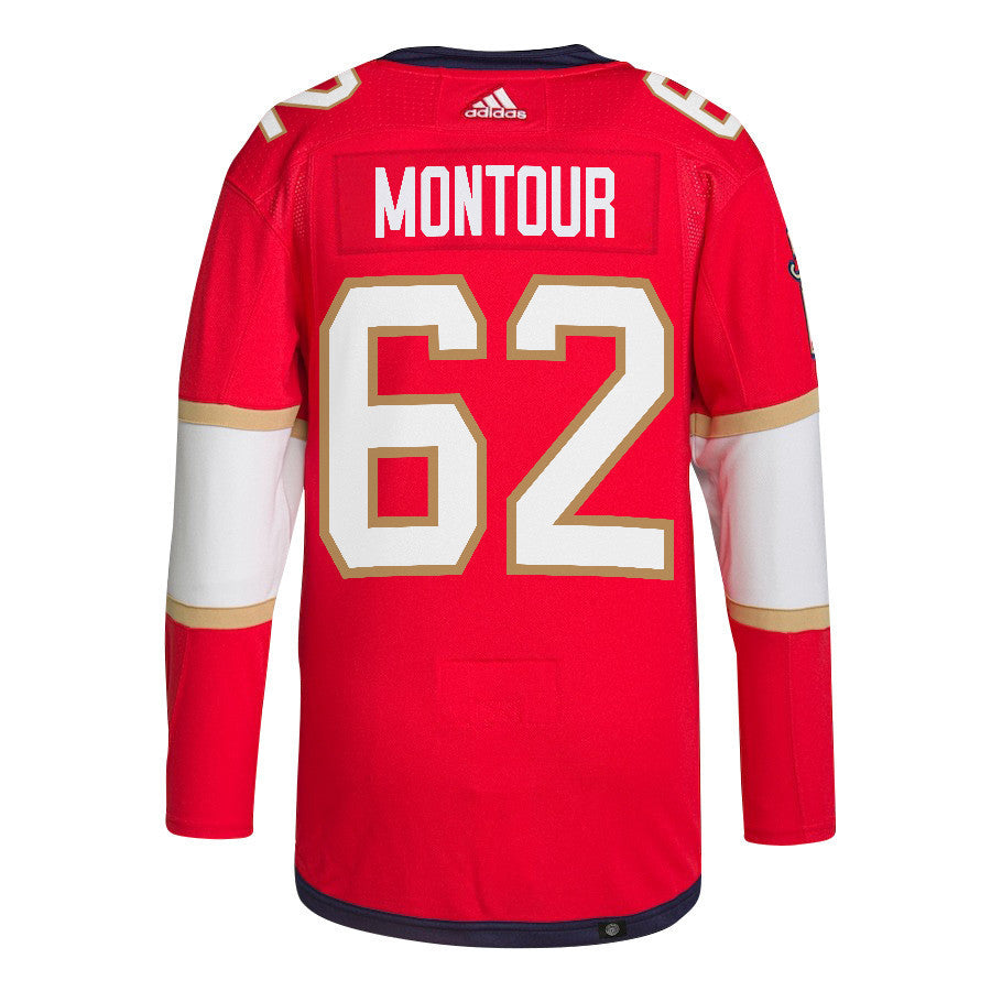 Brandon Montour 62 Florida Panthers 2024 NHL Playoffs Patch Home Jersey - Men, Red