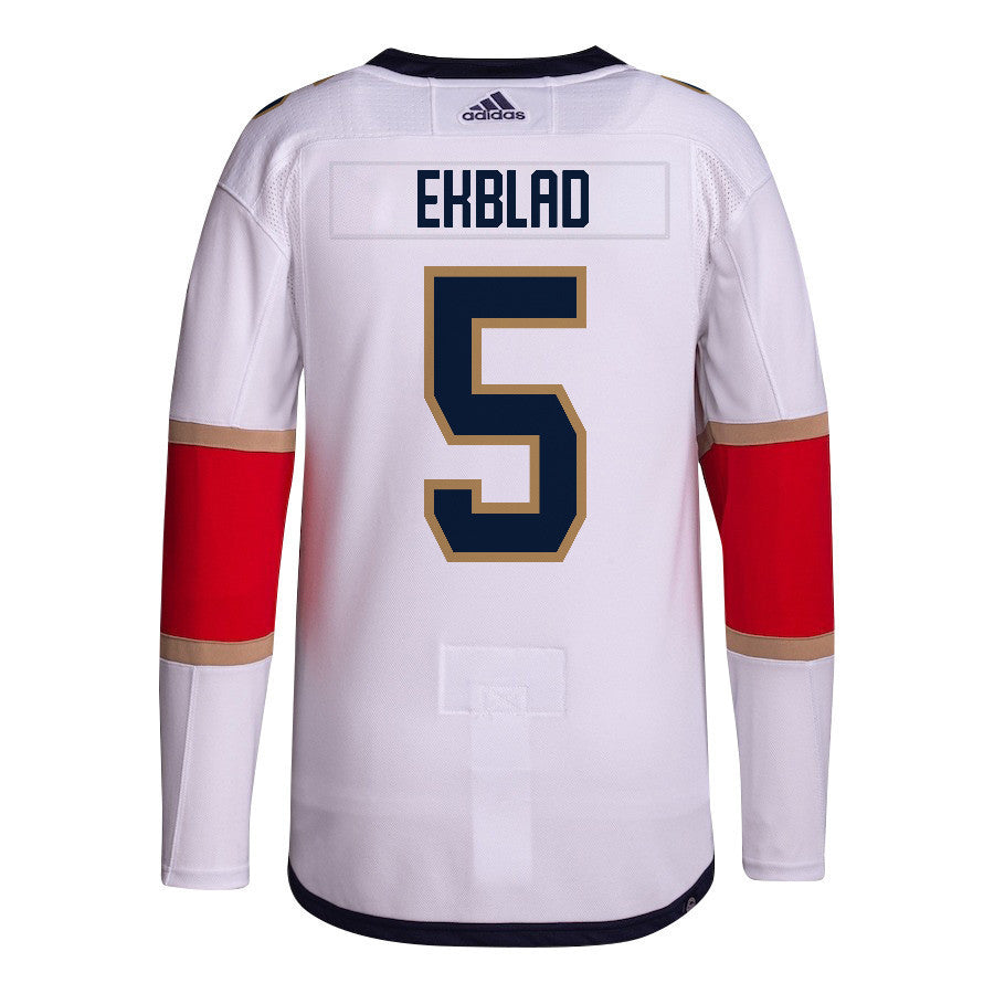 Aaron Ekblad 5 Florida Panthers 2024 NHL Playoffs Patch Away Jersey Customized - Men, White