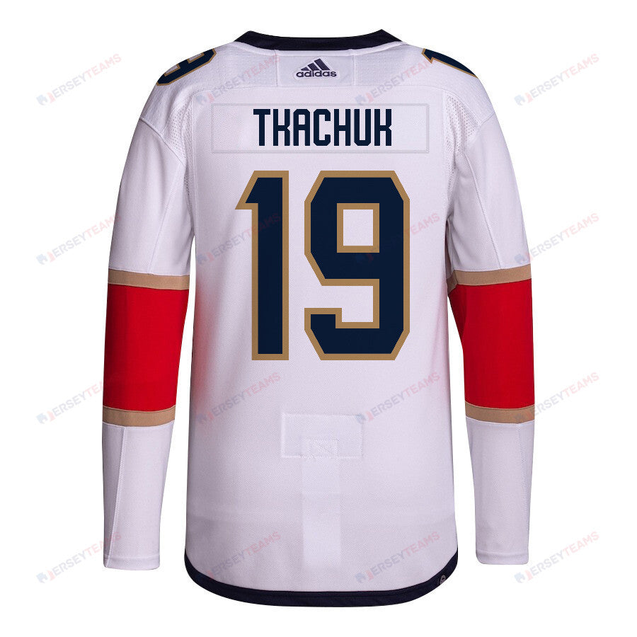 Matthew Tkachuk 19 Florida Panthers 2024 NHL Playoffs Patch Away Jersey Customized - Men, White