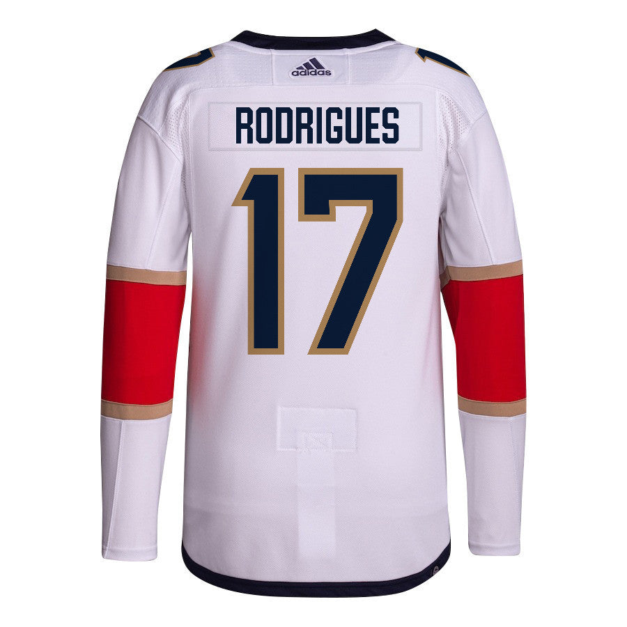 Evan Rodrigues 17 Florida Panthers 2024 NHL Playoffs Patch Away Jersey Customized - Men, White