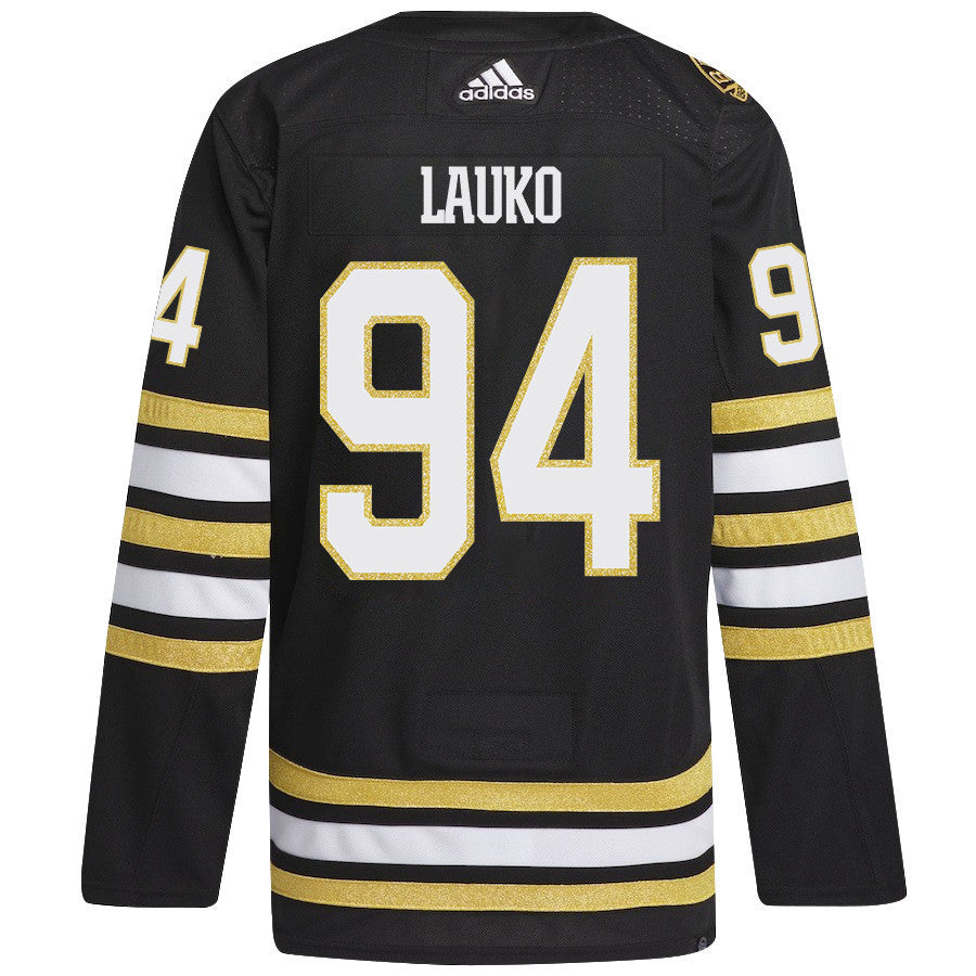 Jakub Lauko 94 Boston Bruins 2024 NHL Playoffs Patch Home Jersey - Men, Black