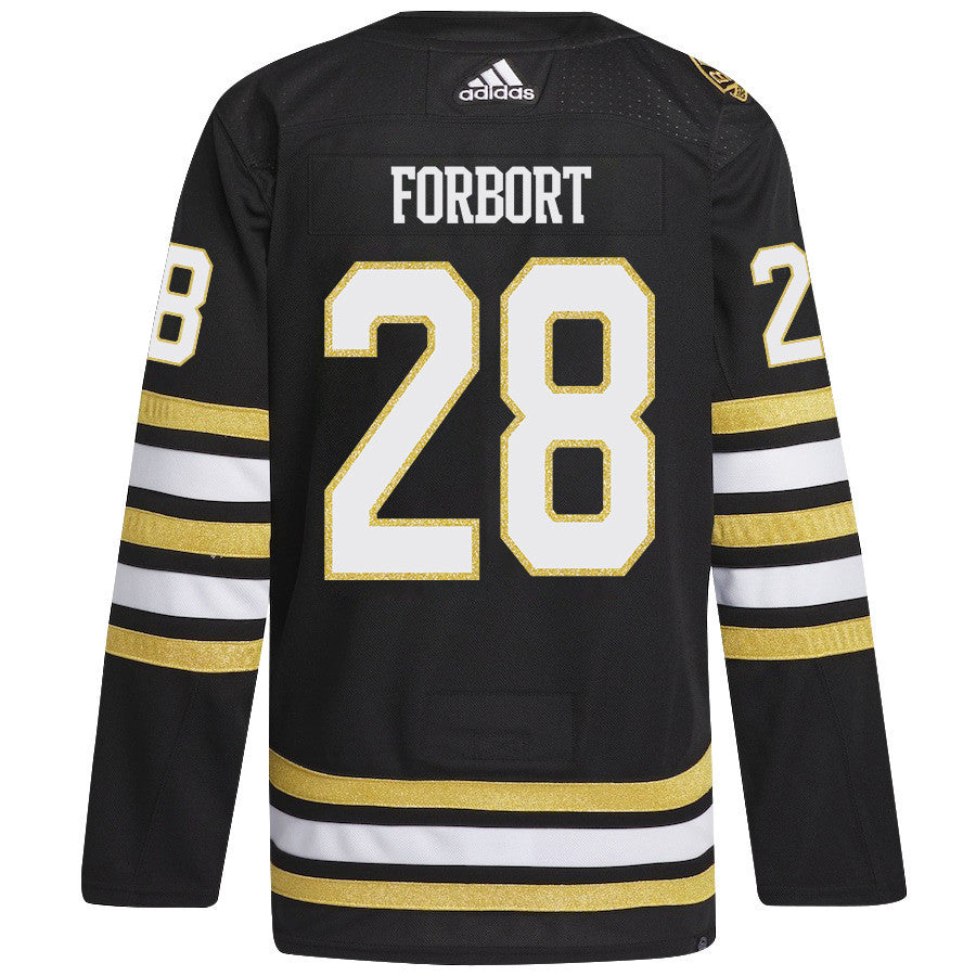 Derek Forbort 28 Boston Bruins 2024 NHL Playoffs Patch Home Jersey - Men, Black