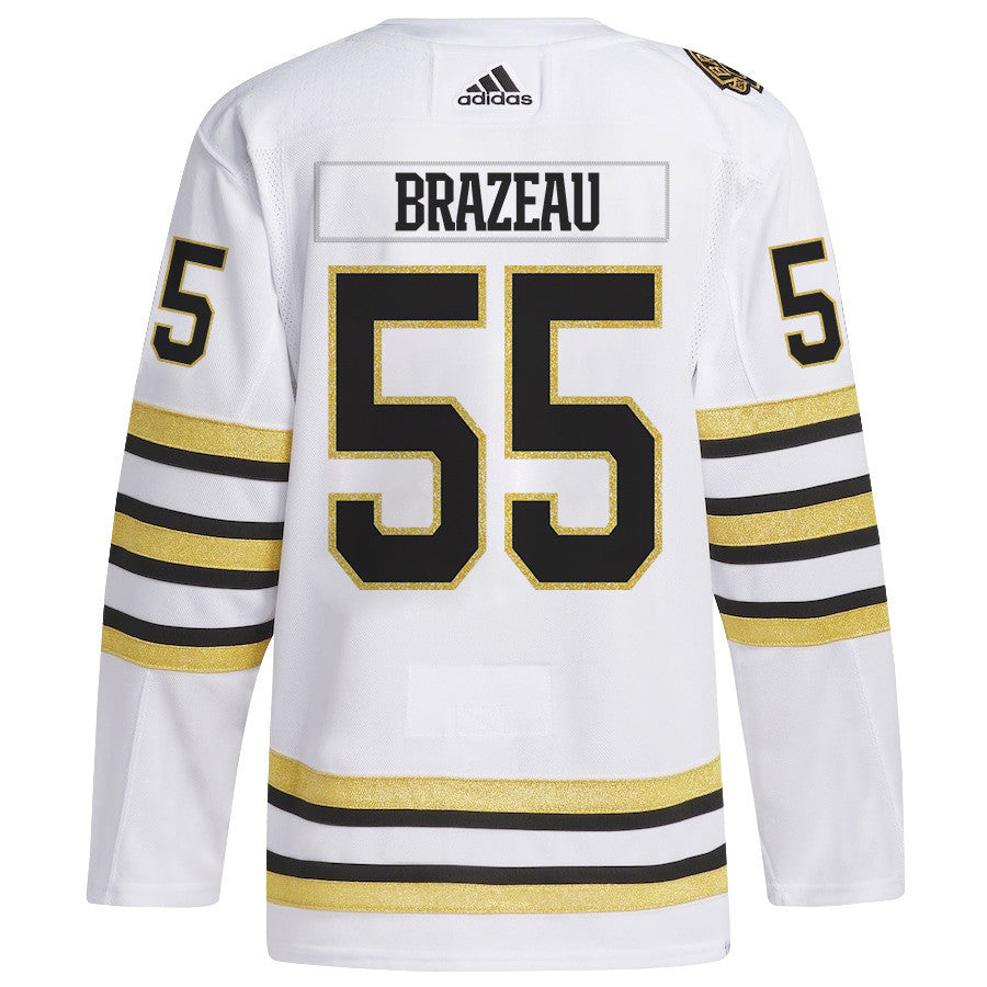 Justin Brazeau 55 Boston Bruins 2024 NHL Playoffs Patch Away Jersey - Men, White