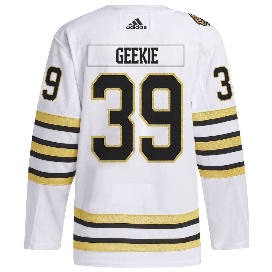 Morgan Geekie 39 Boston Bruins 2024 NHL Playoffs Patch Away Jersey - Men, White