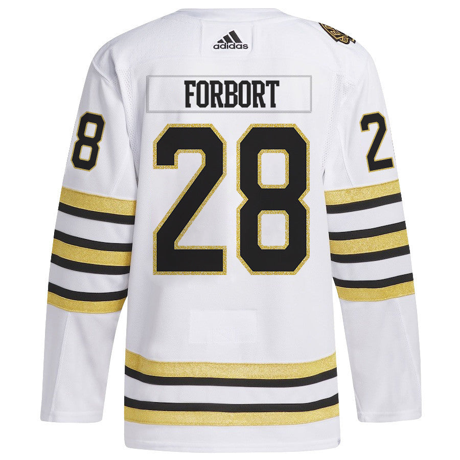 Derek Forbort 28 Boston Bruins 2024 NHL Playoffs Patch Away Jersey - Men, White