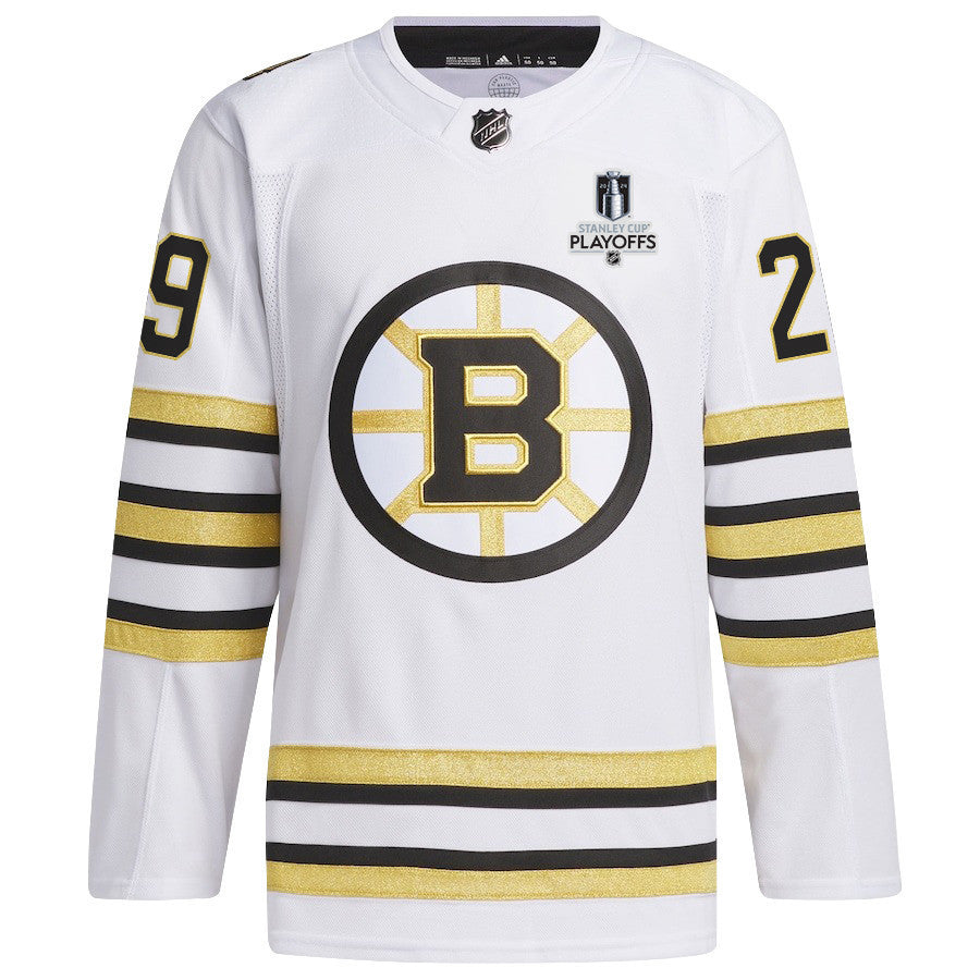 Parker Wotherspoon 29 Boston Bruins 2024 NHL Playoffs Patch Away Jersey - Men, White