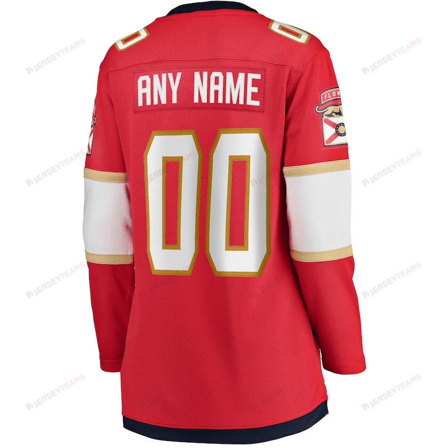 Florida Panthers 2024 Stanley Cup Final Home Breakaway Custom Name Jersey - Red, Women