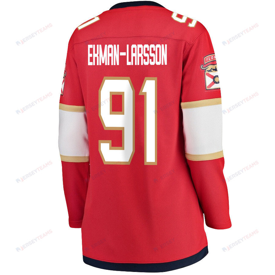 Oliver Ekman-Larsson 91 Florida Panthers 2024 STANLEY CUP Final Women's Home Breakaway Jersey - Red