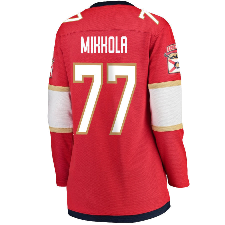Niko Mikkola 77 Florida Panthers 2024 STANLEY CUP Final Women's Home Breakaway Jersey - Red