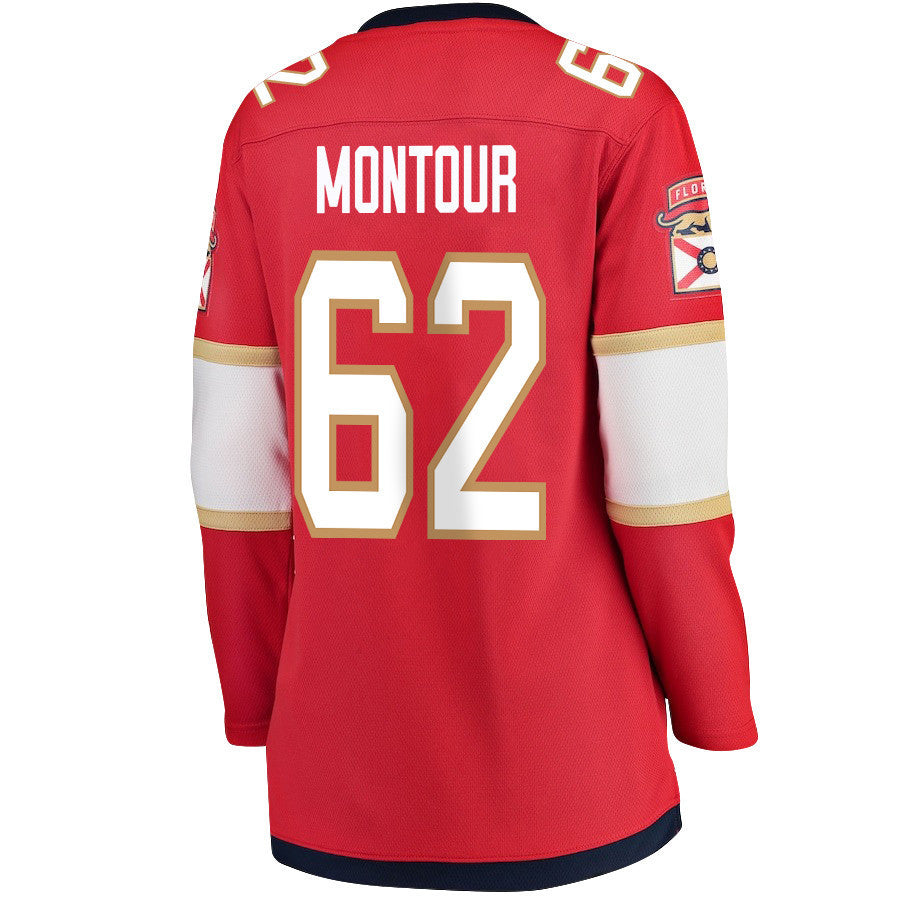 Brandon Montour 62 Florida Panthers 2024 STANLEY CUP Final Women's Home Breakaway Jersey - Red