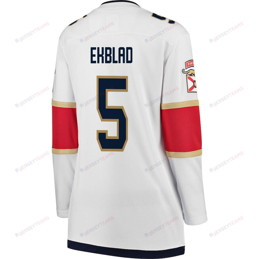 Aaron Ekblad 5 Florida Panthers 2024 STANLEY CUP Final Women's Away Breakaway Jersey - White
