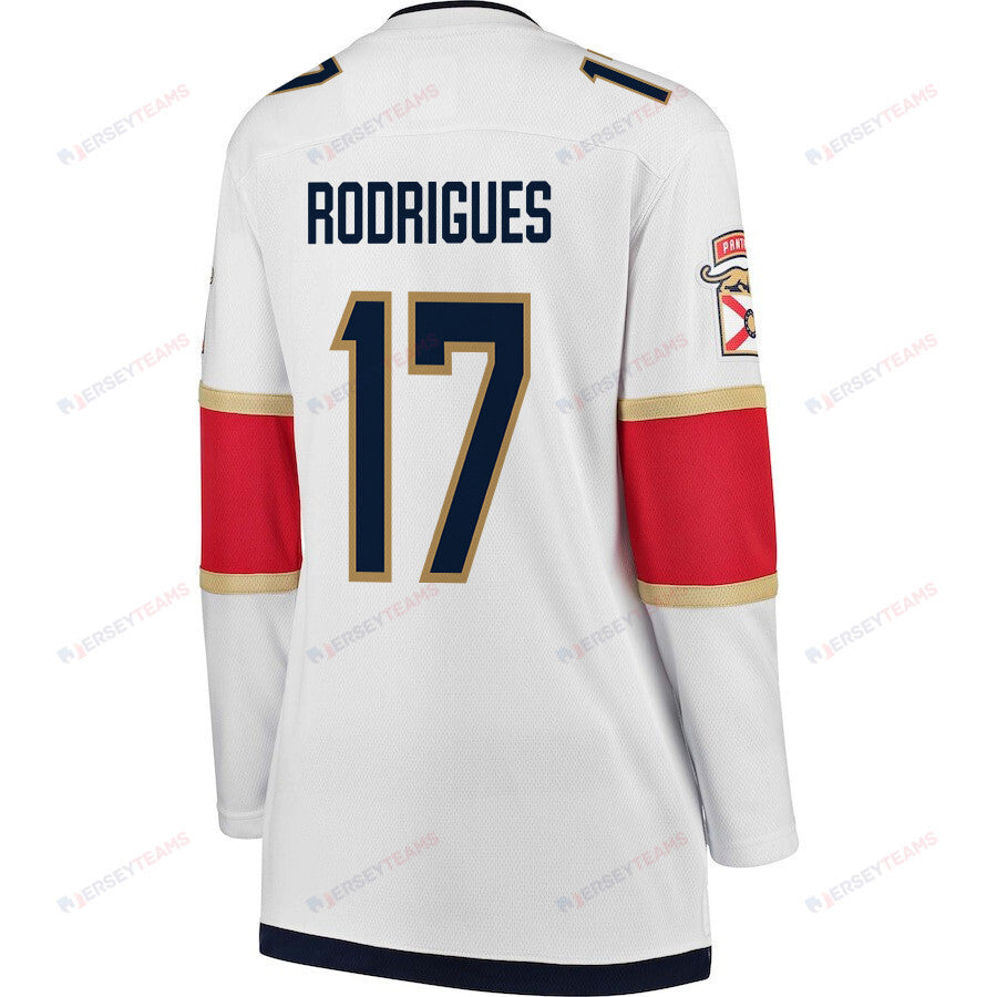 Evan Rodrigues 17 Florida Panthers 2024 STANLEY CUP Final Women's Away Breakaway Jersey - White