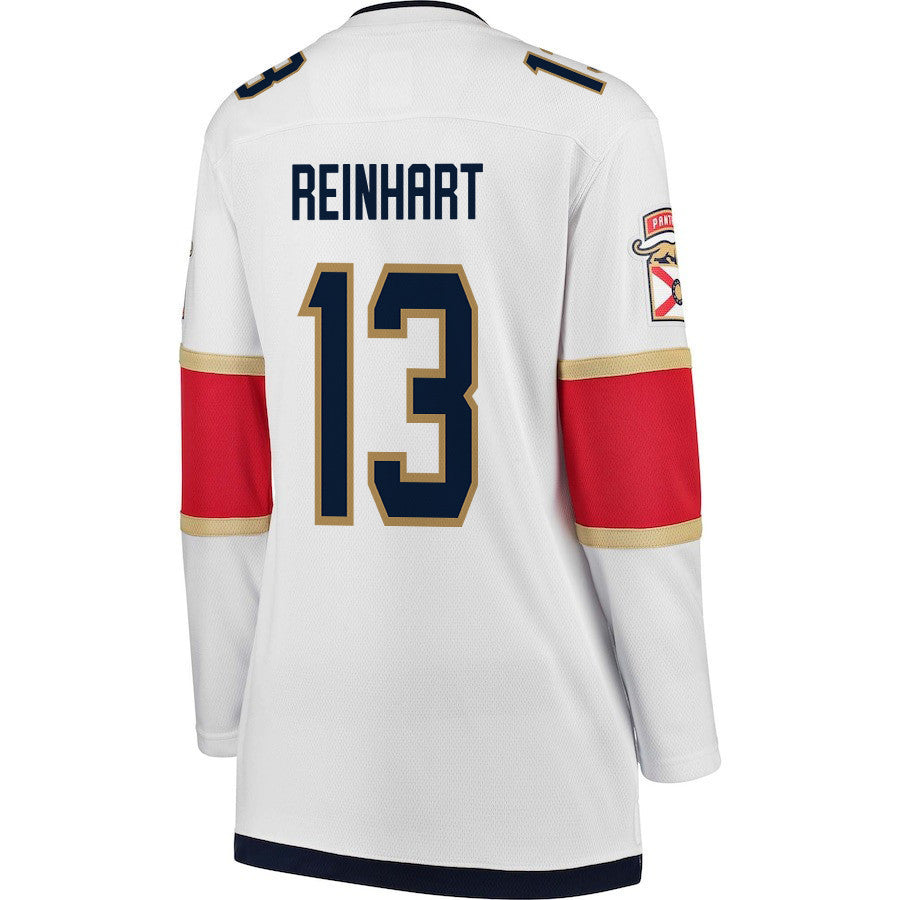 Sam Reinhart 13 Florida Panthers 2024 STANLEY CUP Final Women's Away Breakaway Jersey - White