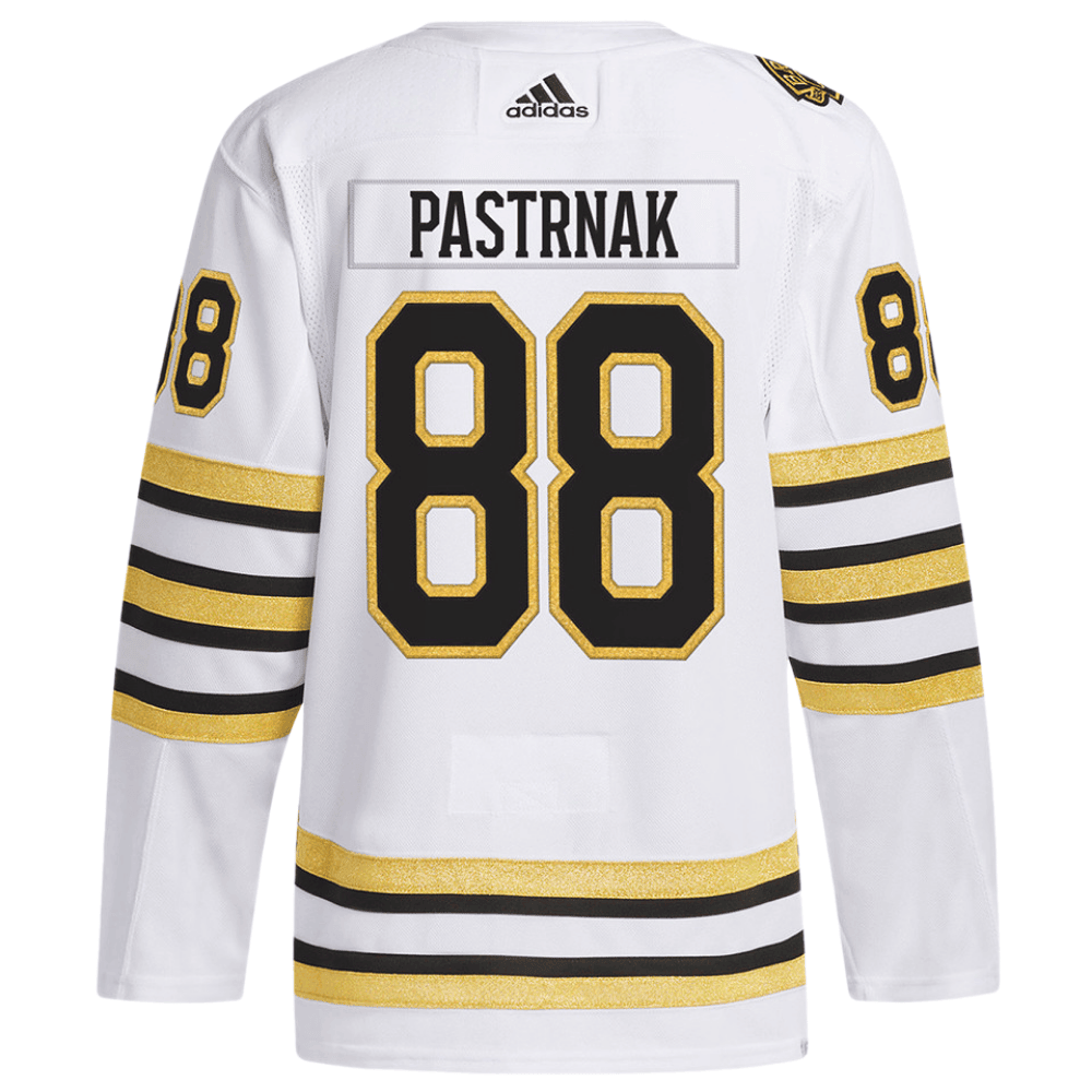 David Pastrňák 88 Boston Bruins 100th Anniversary Primegreen Away Men Jersey - White