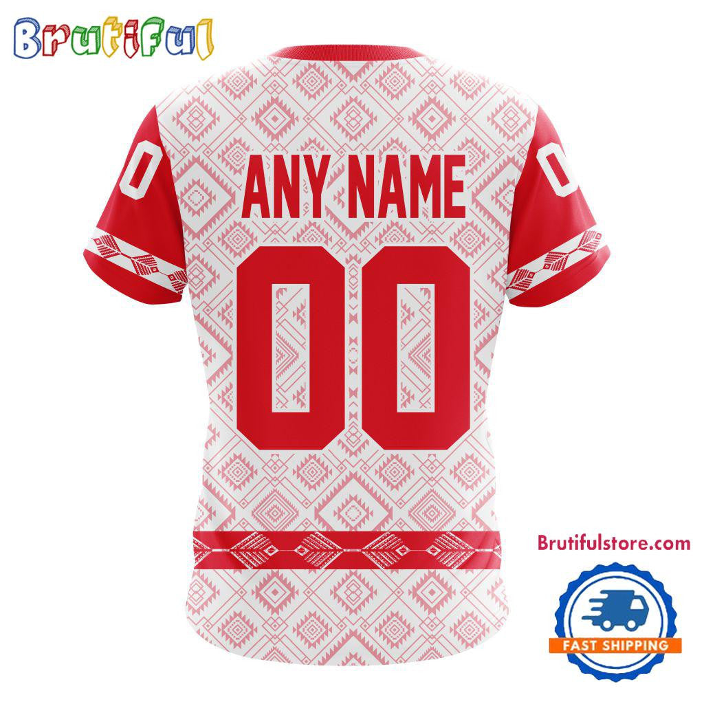 Washington Capitals Hockey Team Native Heritage Design Custom Name Number All Over Printed T-shirt - White