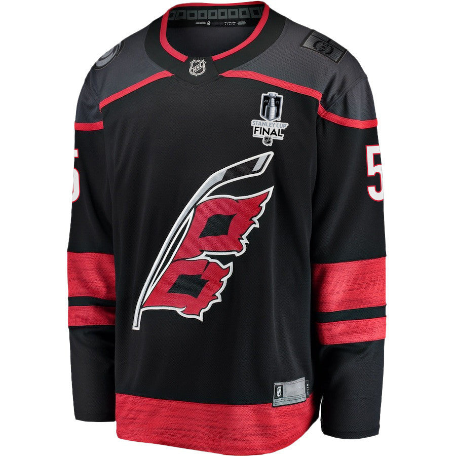 Jalen Chatfield 5 Carolina Hurricanes 2025 STANLEY CUP Final Patch Home Men Jersey - Black