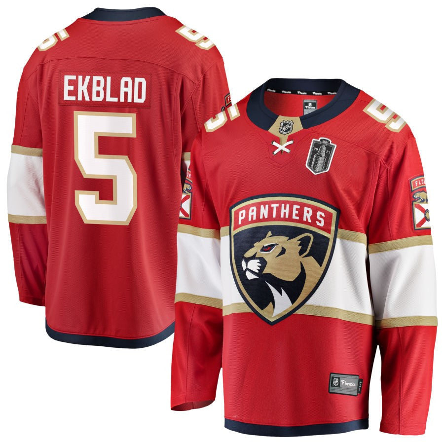 Aaron Ekblad 5 Florida Panthers 2025 Stanley Cup Final Home Breakaway Men Jersey - Red