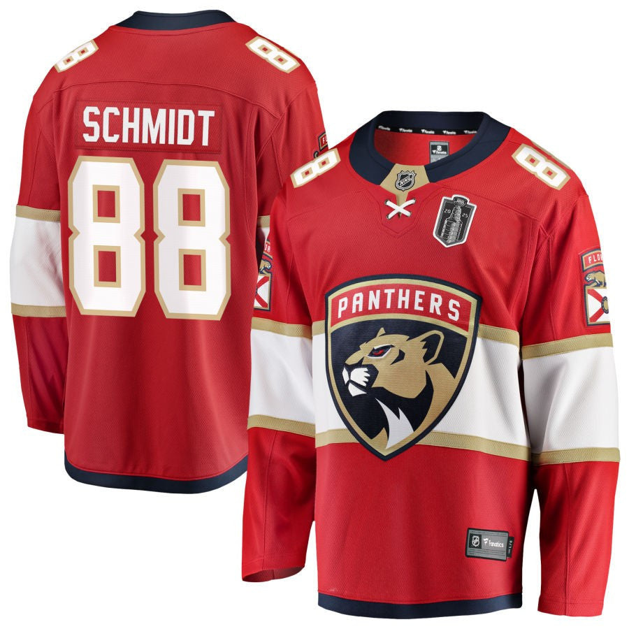 Nate Schmidt 88 Florida Panthers 2025 Stanley Cup Final Home Breakaway Men Jersey - Red