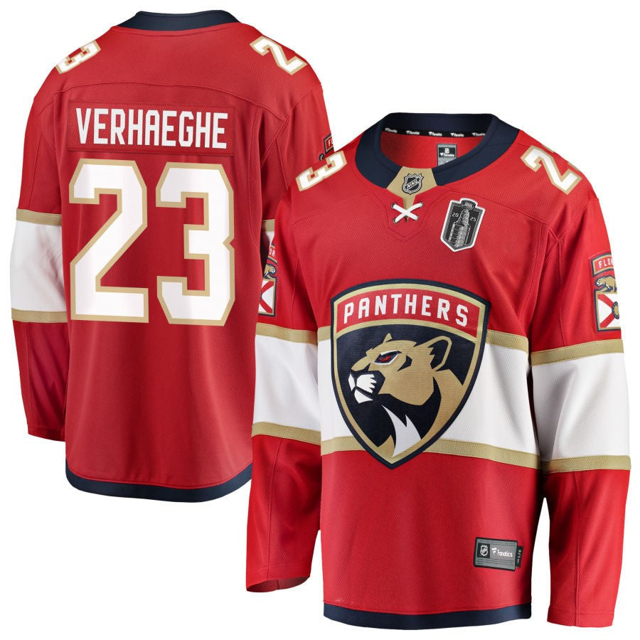 Carter Verhaeghe 23 Florida Panthers 2025 Stanley Cup Final Home Breakaway Men Jersey - Red