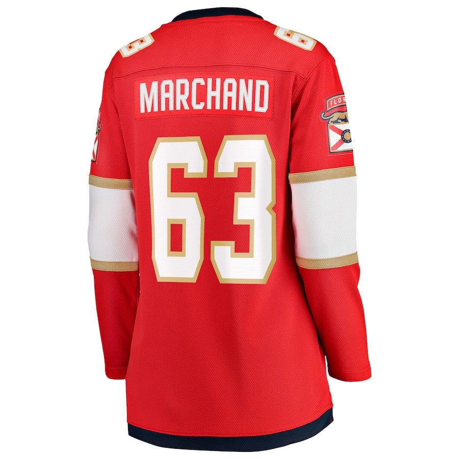 Brad Marchand 63 Florida Panthers 2025 Stanley Cup Final Home Breakaway Women Jersey - Red