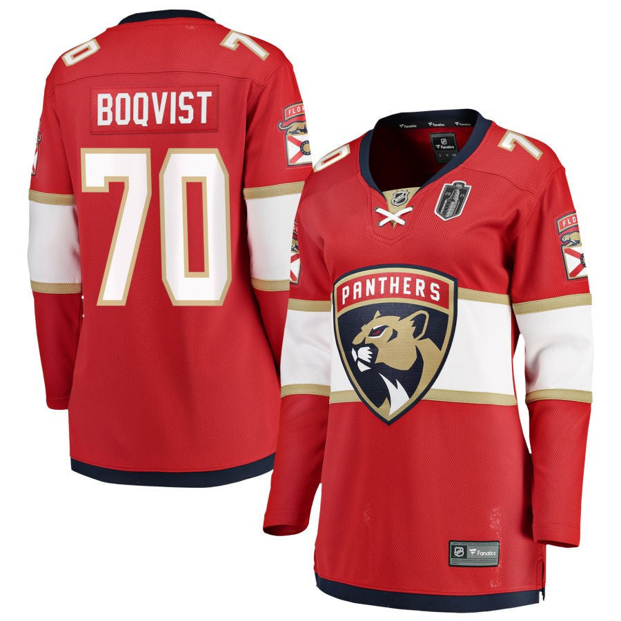 Jesper Boqvist 70 Florida Panthers 2025 Stanley Cup Final Home Breakaway Women Jersey - Red