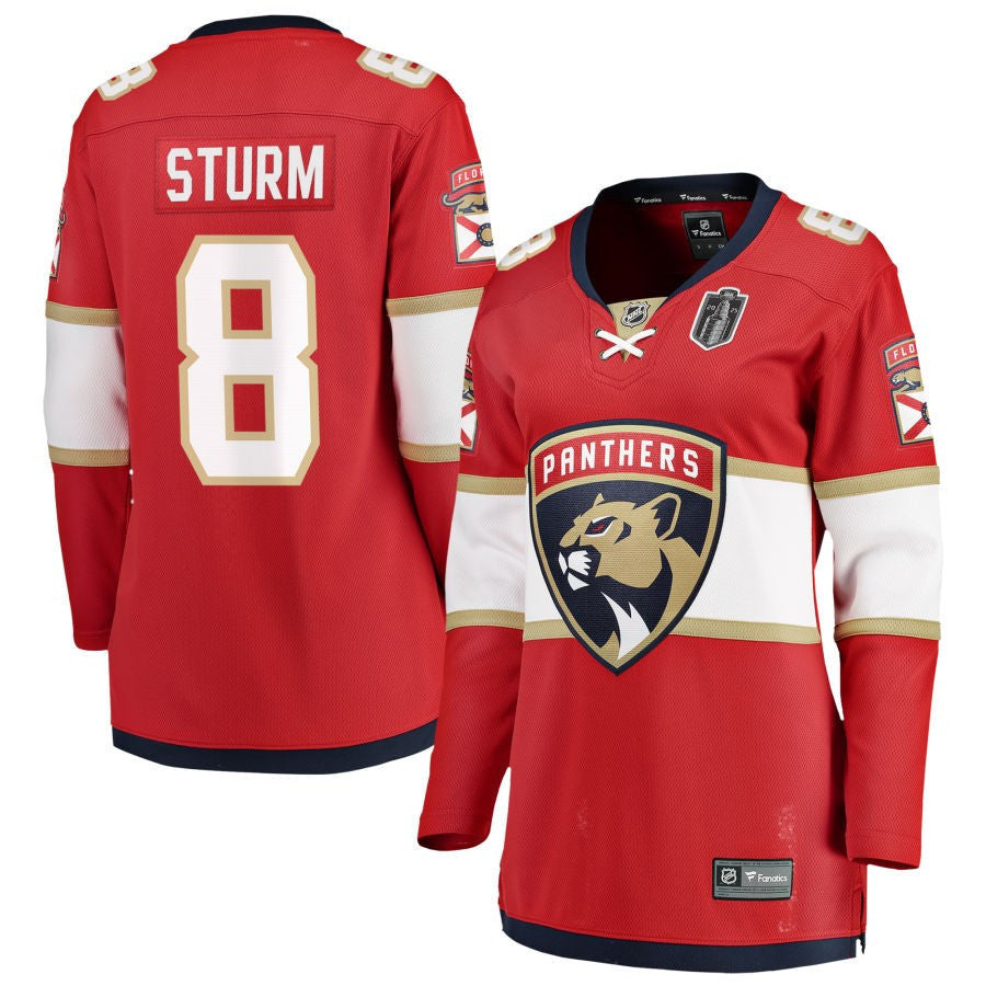 Nico Sturm 8 Florida Panthers 2025 Stanley Cup Final Home Breakaway Women Jersey - Red