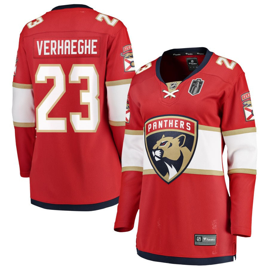 Carter Verhaeghe 23 Florida Panthers 2025 Stanley Cup Final Home Breakaway Women Jersey - Red