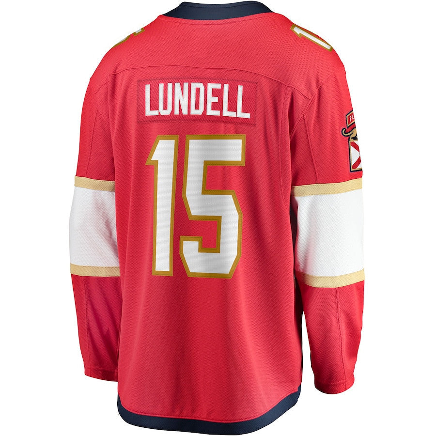 Anton Lundell 15 Florida Panthers 2025 Breakaway Player Men Jersey - Red