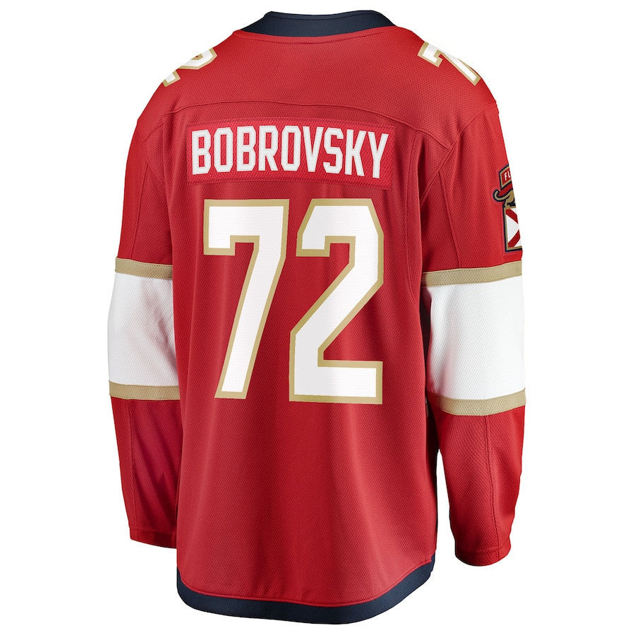 Sergei Bobrovsky 72 Florida Panthers Home 2025 Stanley Cup Champions Premium Patched Jersey - Red