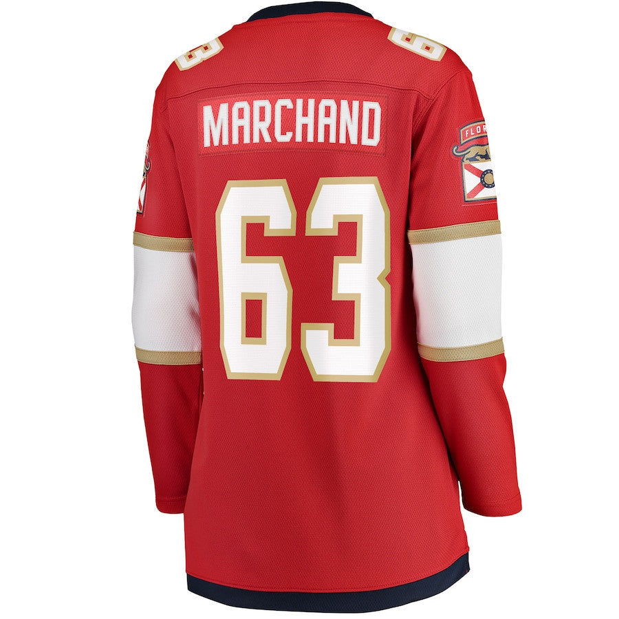 Brad Marchand 63 Florida Panthers Women's 2025 Stanley Cup Champions Breakaway Jersey - Red