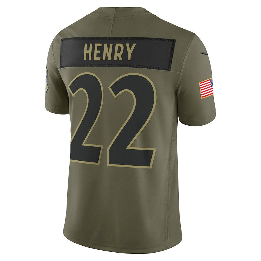 Derrick Henry 22 Baltimore Ravens 2025 Salute To Service Men Jersey - Olive