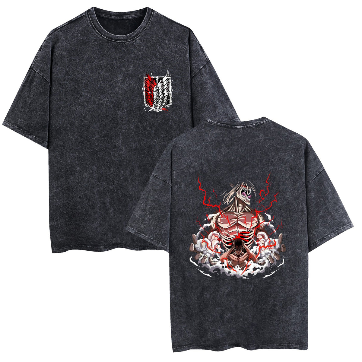 Washed Couple Short Sleeve T-Shirt Anime Attack on Titan