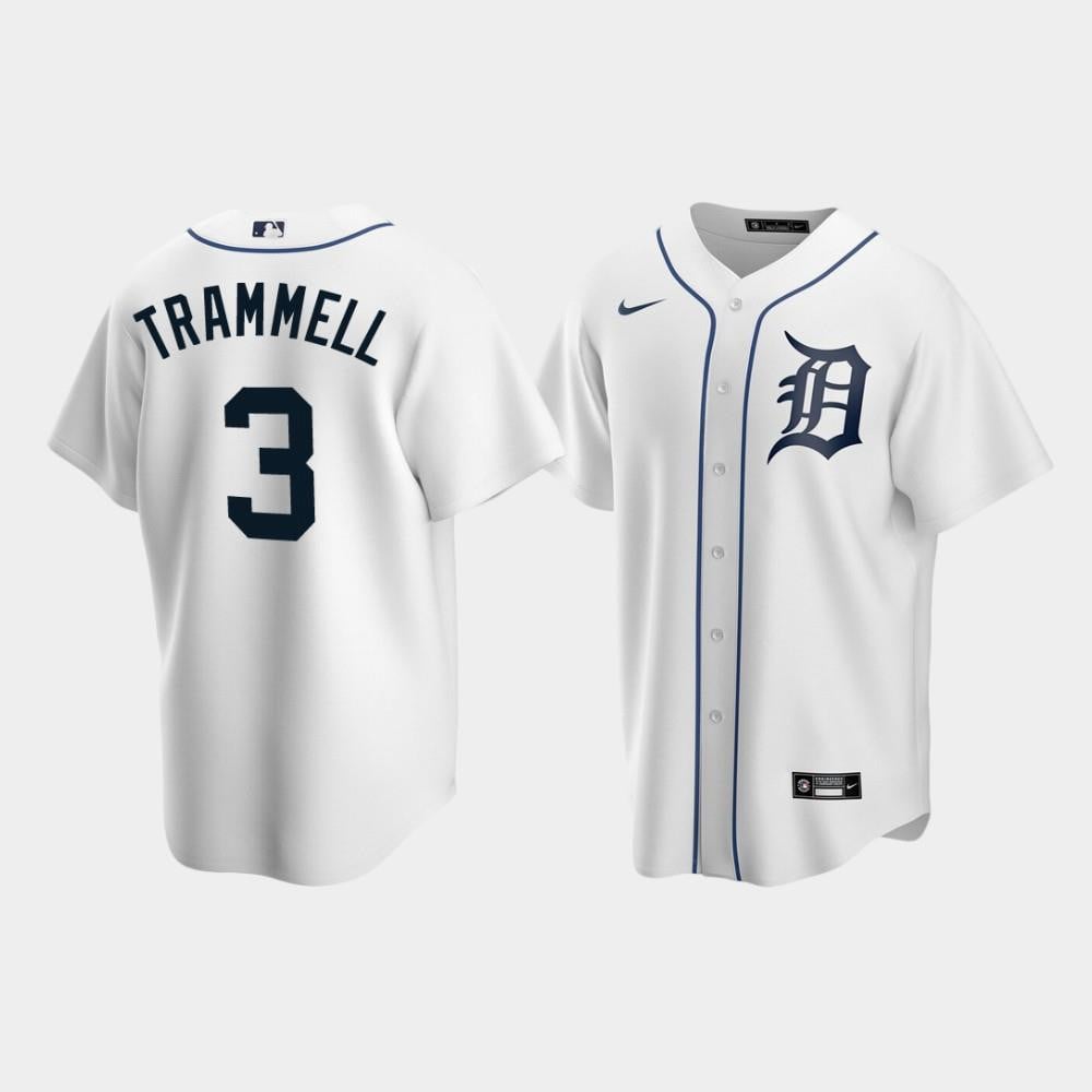 Men's Detroit Tigers 3 Alan Trammell White Home Jersey Jersey