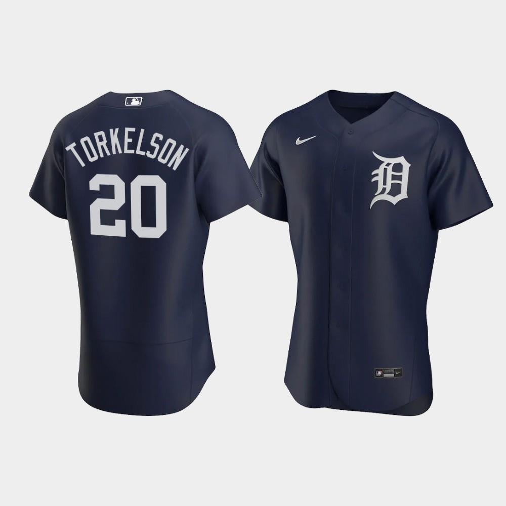 Men's Detroit Tigers 20 Spencer Torkelson Navy Alternate Jersey Jersey