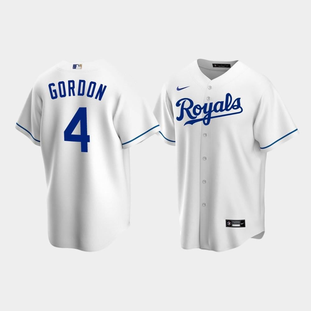 Men's Kansas City Royals 4 Alex Gordon White Home Jersey Jersey