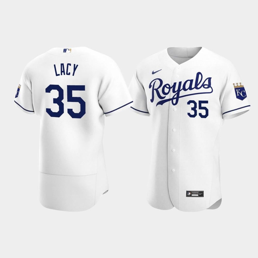 Men's Kansas City Royals 35 Asa Lacy White Home Jersey Jersey
