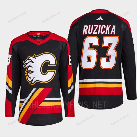 Adam Ruzicka 63 Reverse Retro 2.0 Calgary Flames 2022 Black Jersey Primegreen