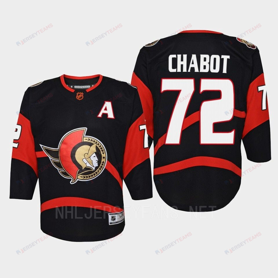 Ottawa Senators 72 Thomas Chabot Reverse Retro Black Equipment, Youth