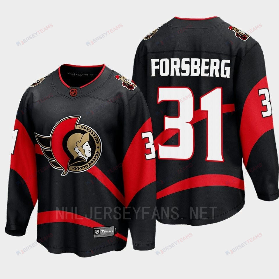 Ottawa Senators Anton Forsberg 31 Special Edition 2.0 Black Jersey Breakaway Player
