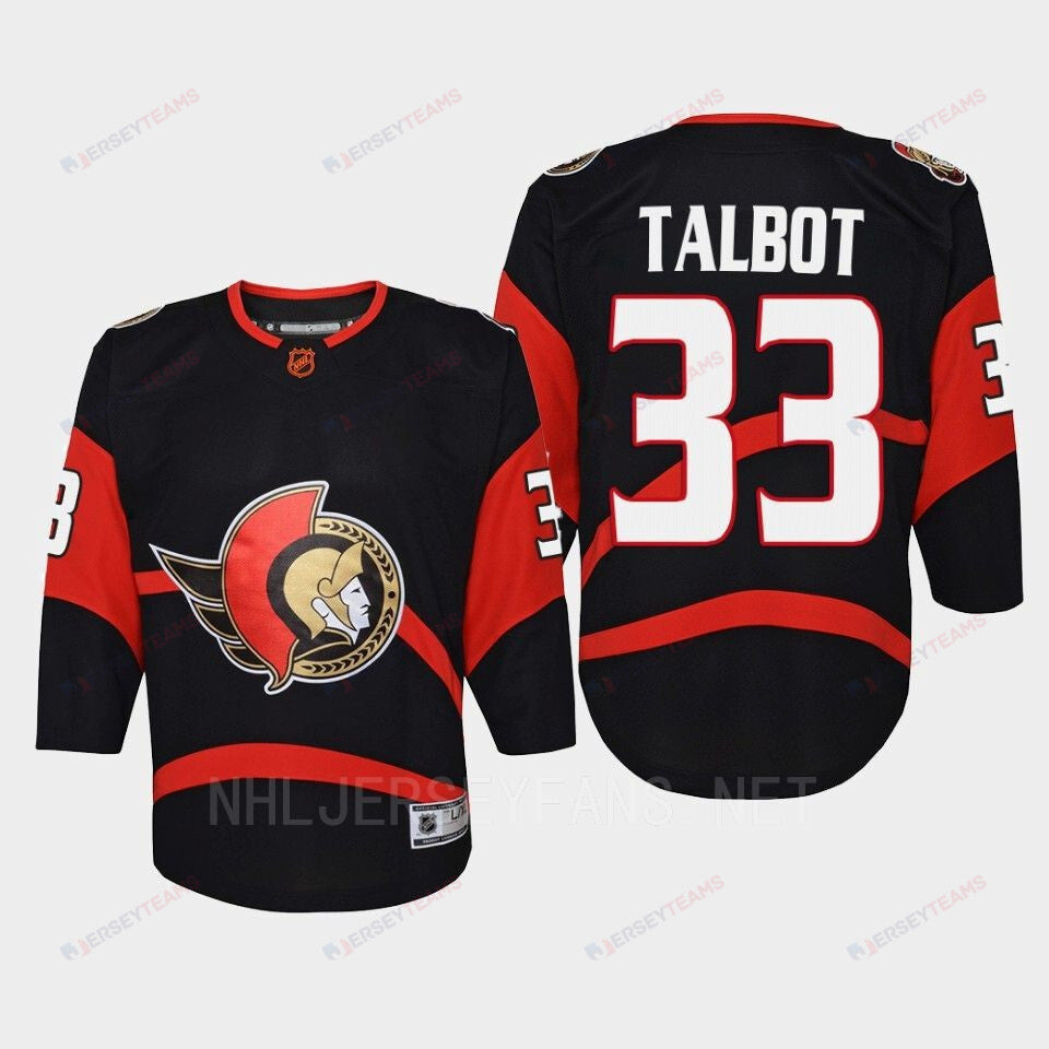 Ottawa Senators 33 Cam Talbot Reverse Retro Black Equipment, Youth