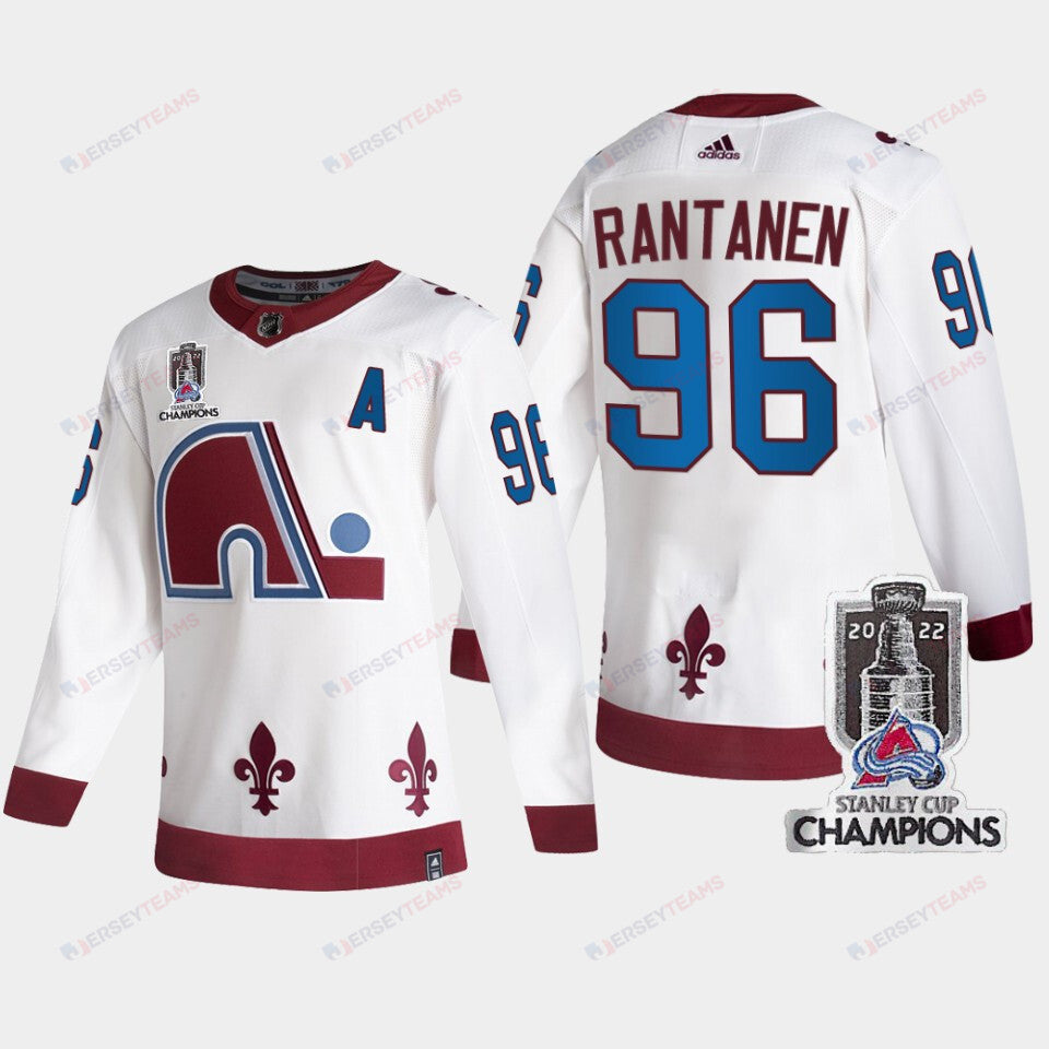2022 Stanley Cup Champs Mikko Rantanen 96 Colorado Avalanche White Jersey Reverse Retro