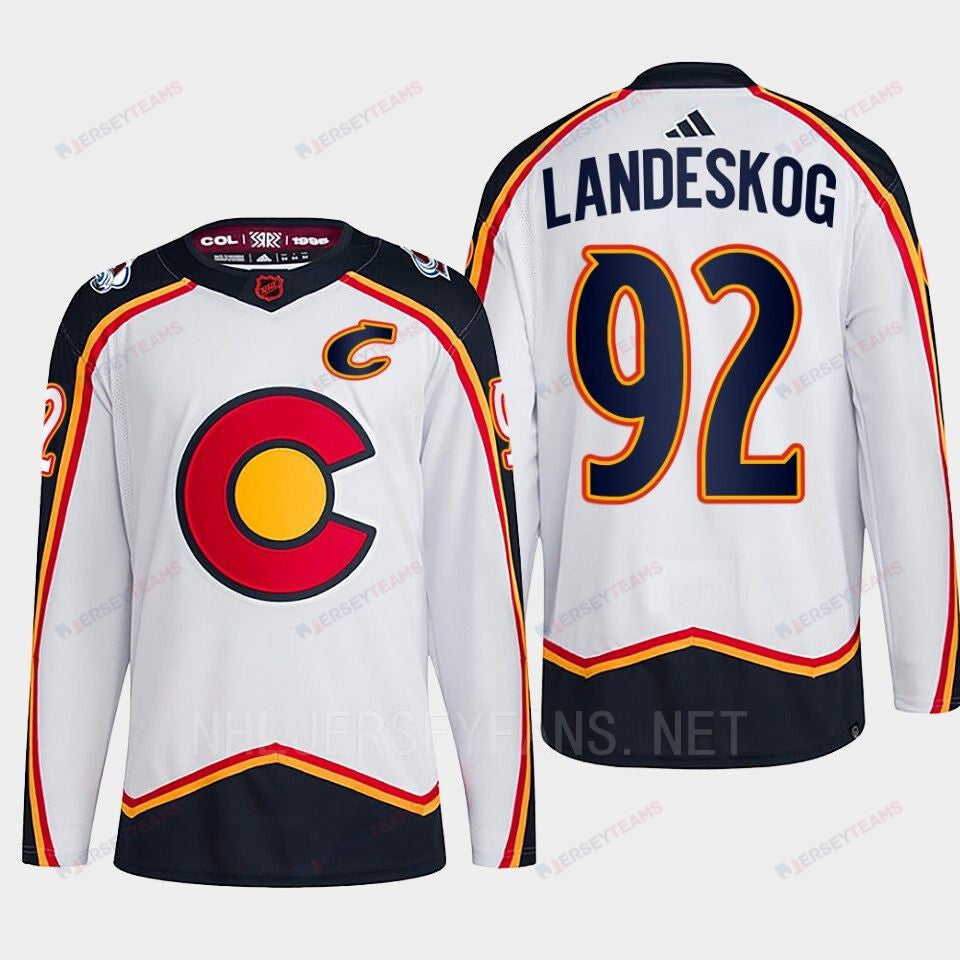 Gabriel Landeskog 92 Reverse Retro 2.0 2022 Colorado Avalanche White Jersey Primegreen
