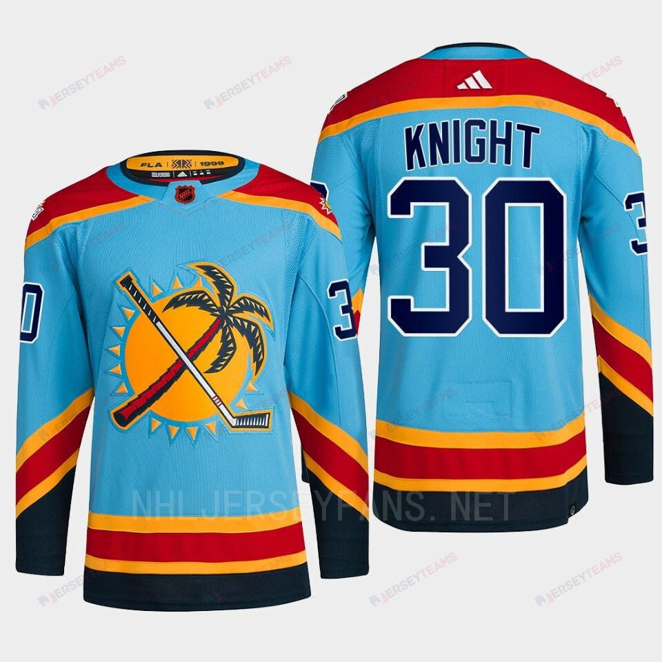 Florida Panthers 2022 Reverse Retro 2.0 Spencer Knight 30 Blue Primegreen Jersey Men's