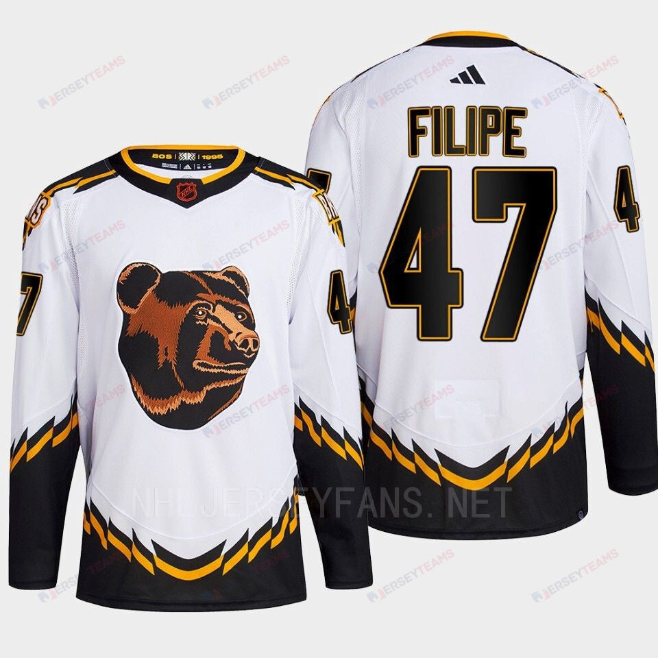Boston Bruins 2022 Reverse Retro 2.0 Matt Filipe 47 White Primegreen Jersey Men's