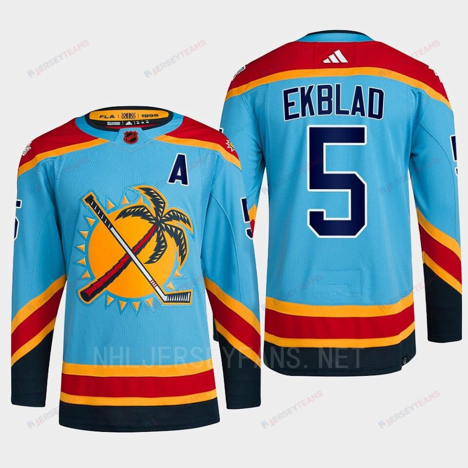 Florida Panthers 2022 Reverse Retro 2.0 Aaron Ekblad 5 Blue Primegreen Jersey Men's